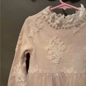 Mae li Rose Cream Lace Kids Formal Dress